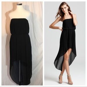 BCBGeneration Strapless Pleated Midi Dress Sz Small Pockets High Low Party Dress